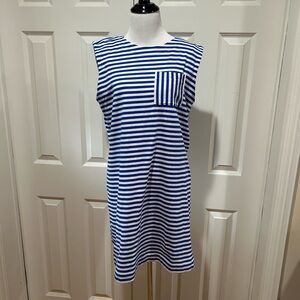 Blue and White Striped Sleeveless Loft Summer Dress
